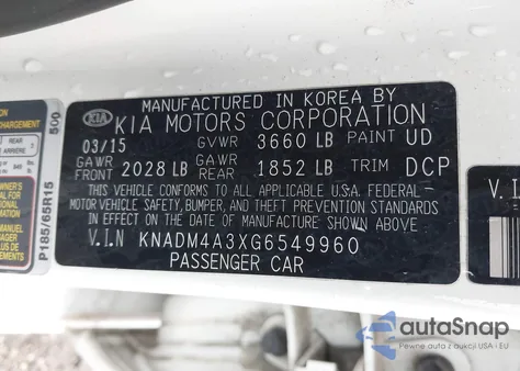 2016 Kia Rio Lx from USA, damaged, VIN KNADM4A3XG6549960